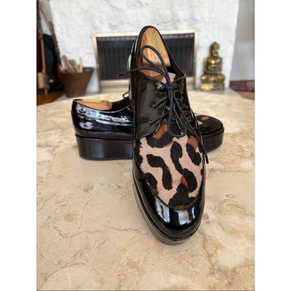 Högl Patent Leather & Leopard Pony Hair Platform Oxfords – EU 41 / UK 8 - Picture 4 of 14